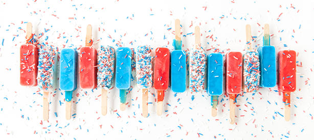 Blue and red ice pops