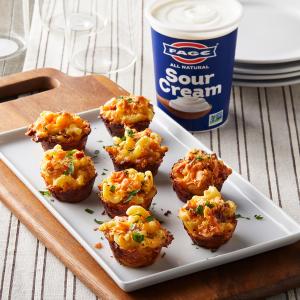 Mac & Cheese Bites with Sour Cream Bacon Ranch - Fage